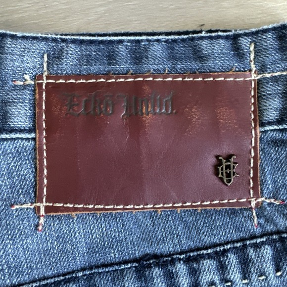 VTG Ecko UNLTD Shorts Mens 36 Blue Denim Baggy Wide Leg Jean Jorts Skater Y2K Bl - Picture 4 of 15